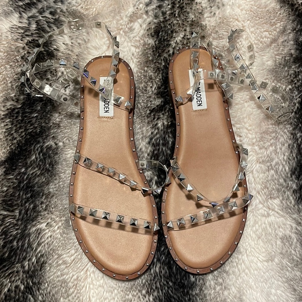 Madden girl clear studded sandals